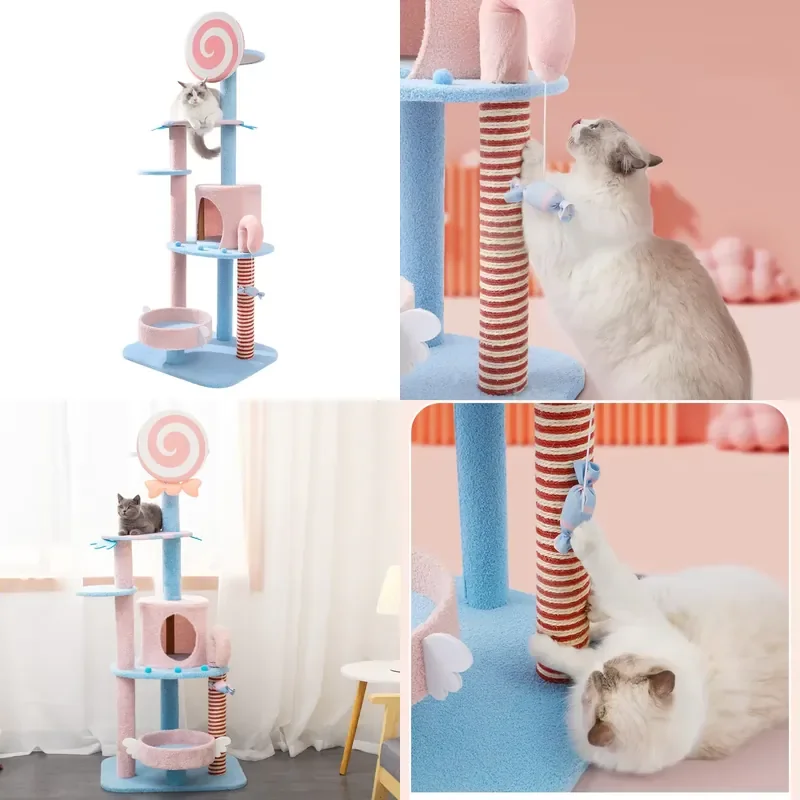 for Large Cute Cat Tree Pink Sisal Lollipop Shape Cat Scratching Board