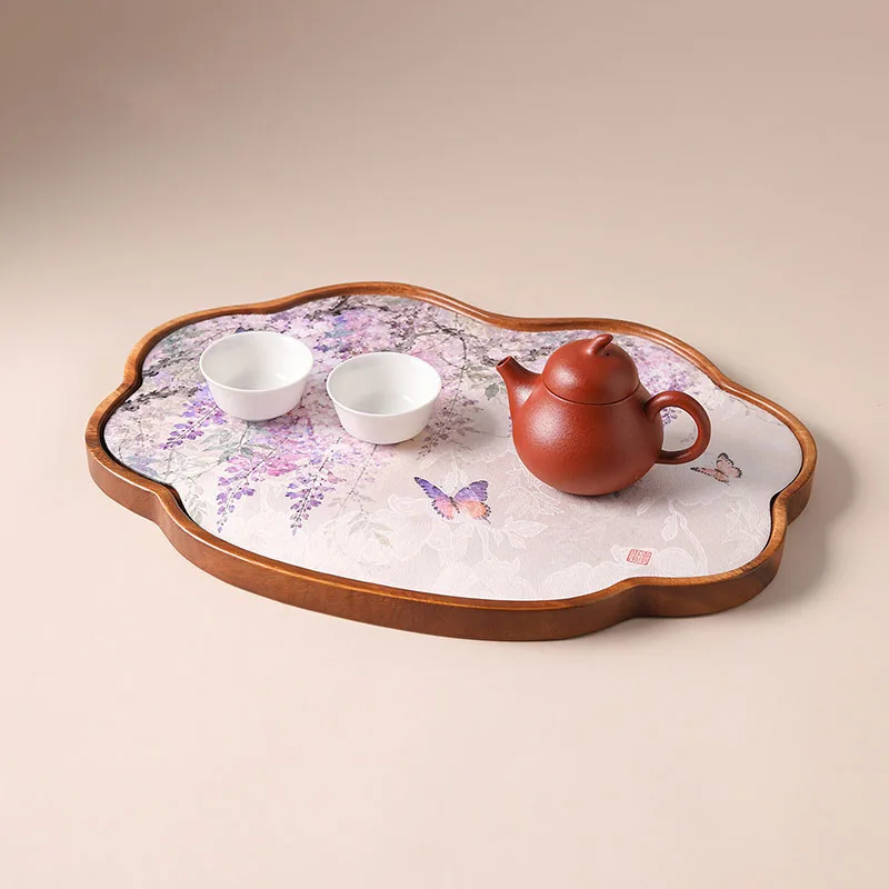 Serving Decorative Tea Tray Chinese Table Accessories Luxury Wooden Valet Tea Tray Hospitality Irregular Bandejas Home Products