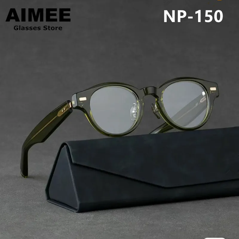 Spring Design Titanium Acetate Glasses Frame Japanese Handmade Men Women Vintage Round Fashion Eyeglasses Trend Design Spectacle