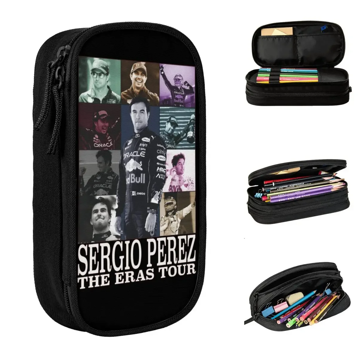 Sergio Perez The Eras Tour Pencil Cases Lovely Racing Pen Box Bag Girls Boys Big Capacity Students School Gift Pencilcases