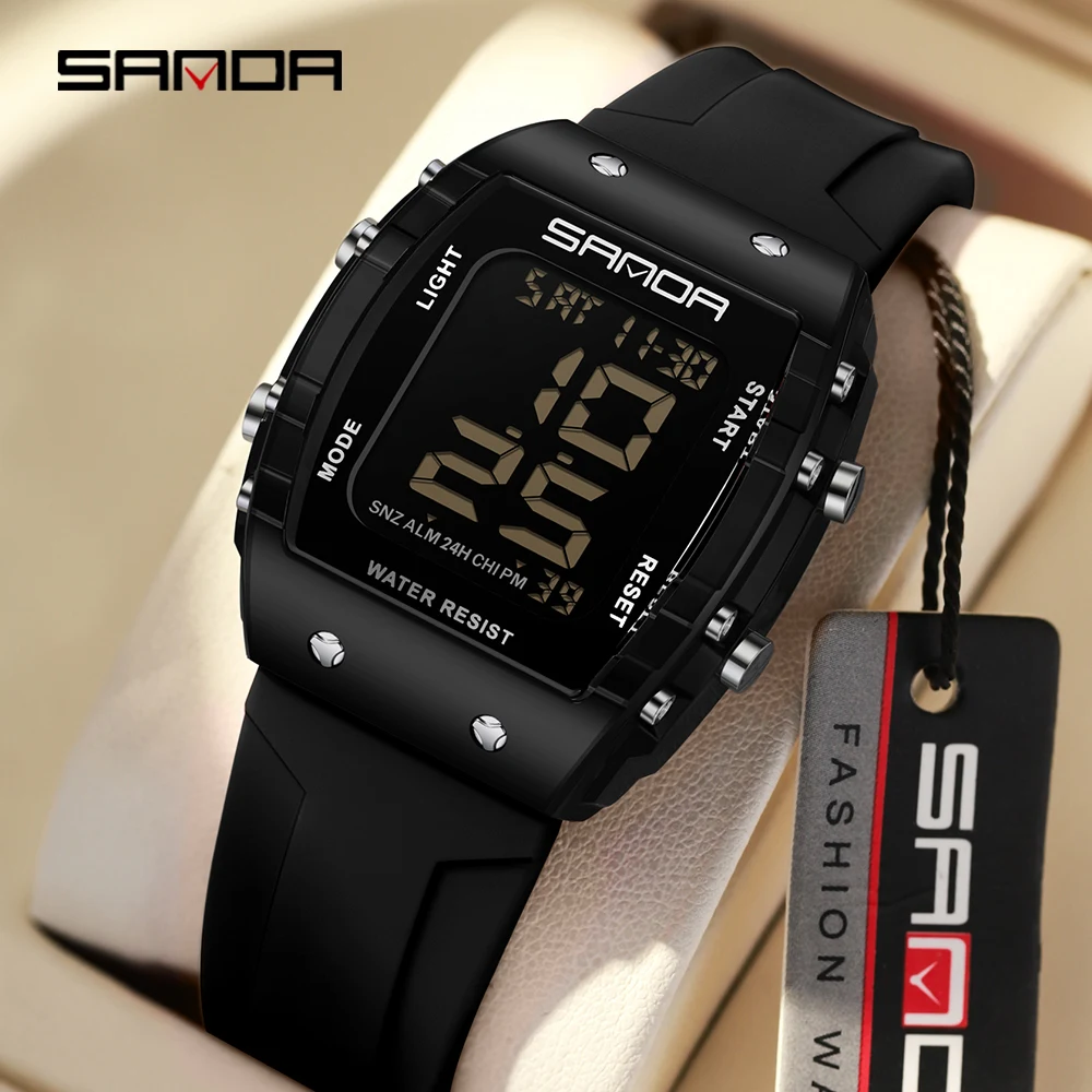 SANDA 2175 Fashion Student Electronic Watch Sports Multi Functional Waterproof LED Leisure Men's and Women's Electronic Watch