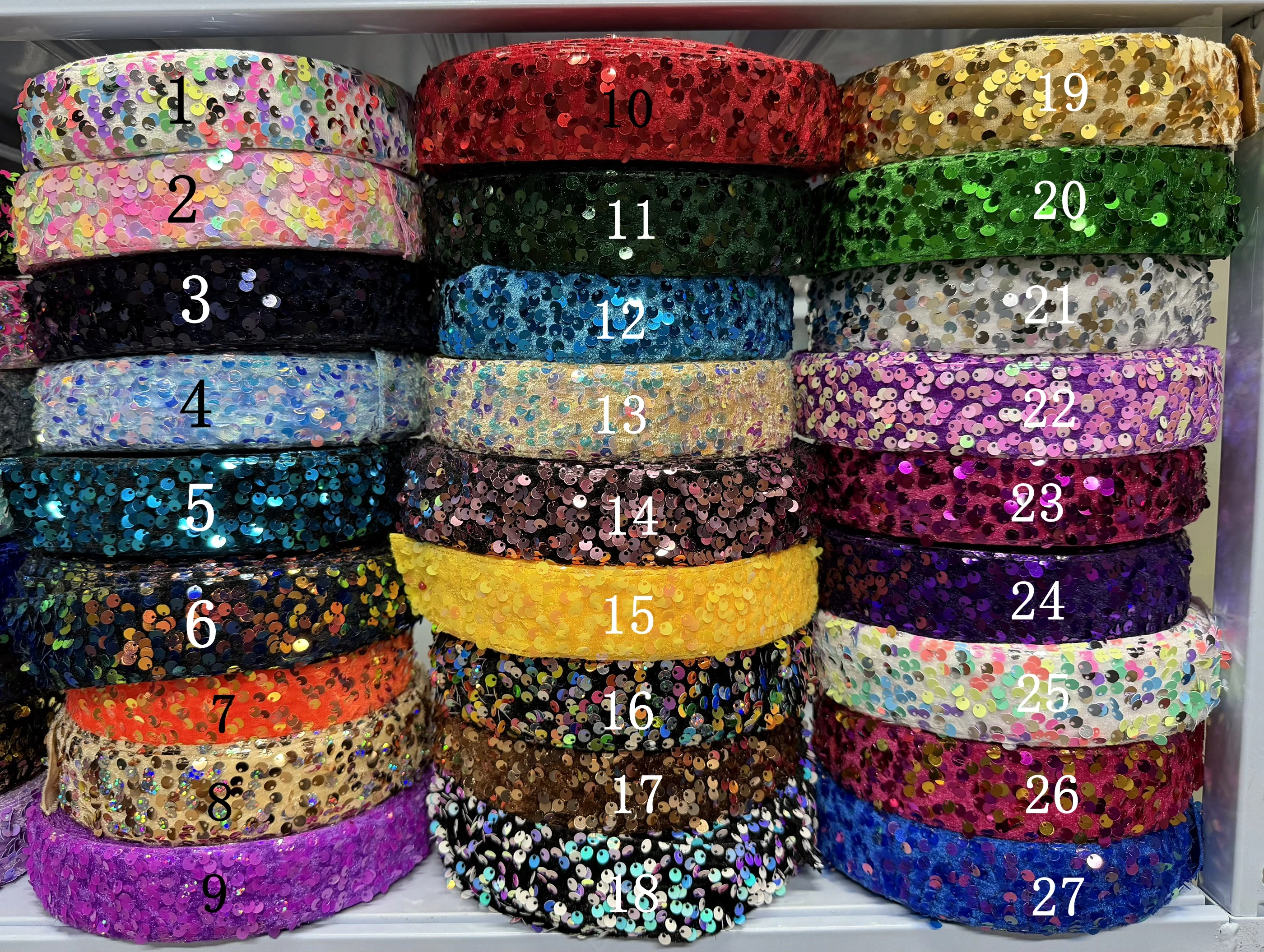 

3.8cm Sequin Ribbon 20yards 3" for Hairbows Handmade Craft Materials DIY Accessories
