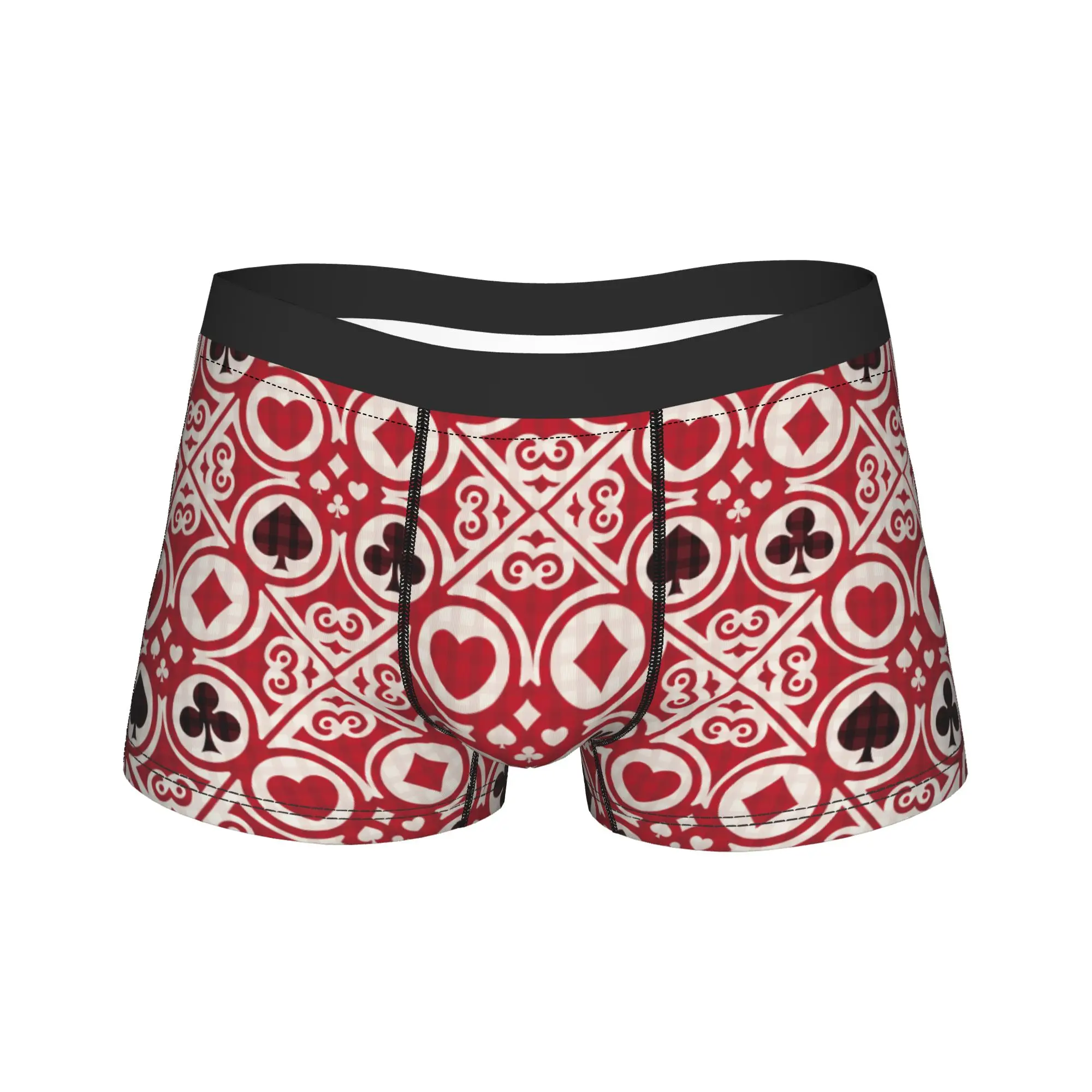 

Men Poker Playing Card Long Underwear Sexy Boxer Briefs Shorts Panties Male Soft Underpants Plus Size