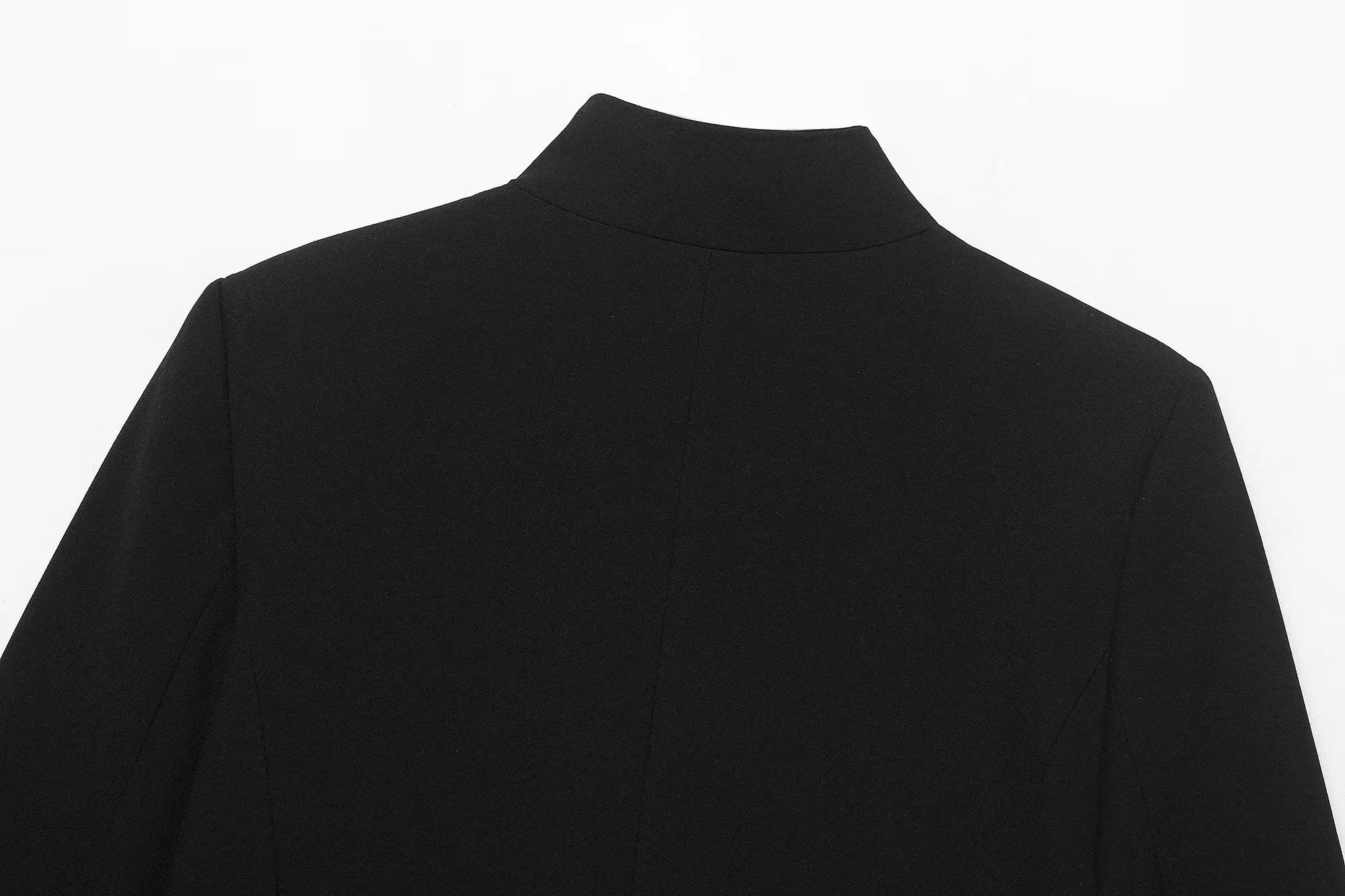 HH Damen Minimalistischer Stehkragen Crop-Blazer Halber Ärmel Asymmetrische Knopfleiste Kurze Jacke Frühling Sommer Business Casual Wear – Detail 26