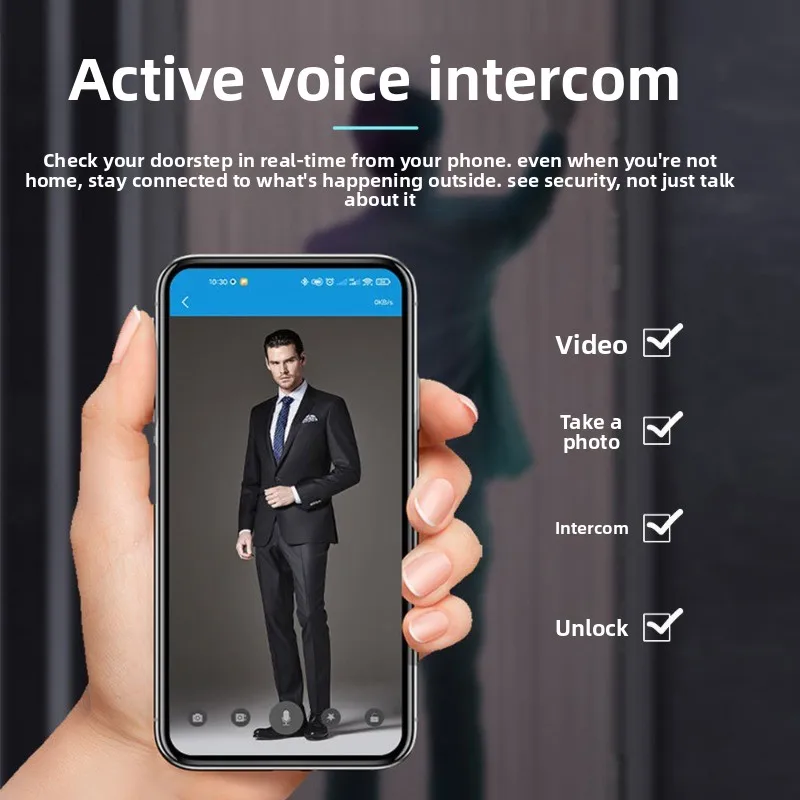Real-time monitoring, active intercom video, 3D face unlocking, stay and capture, password lock, home smart lock
