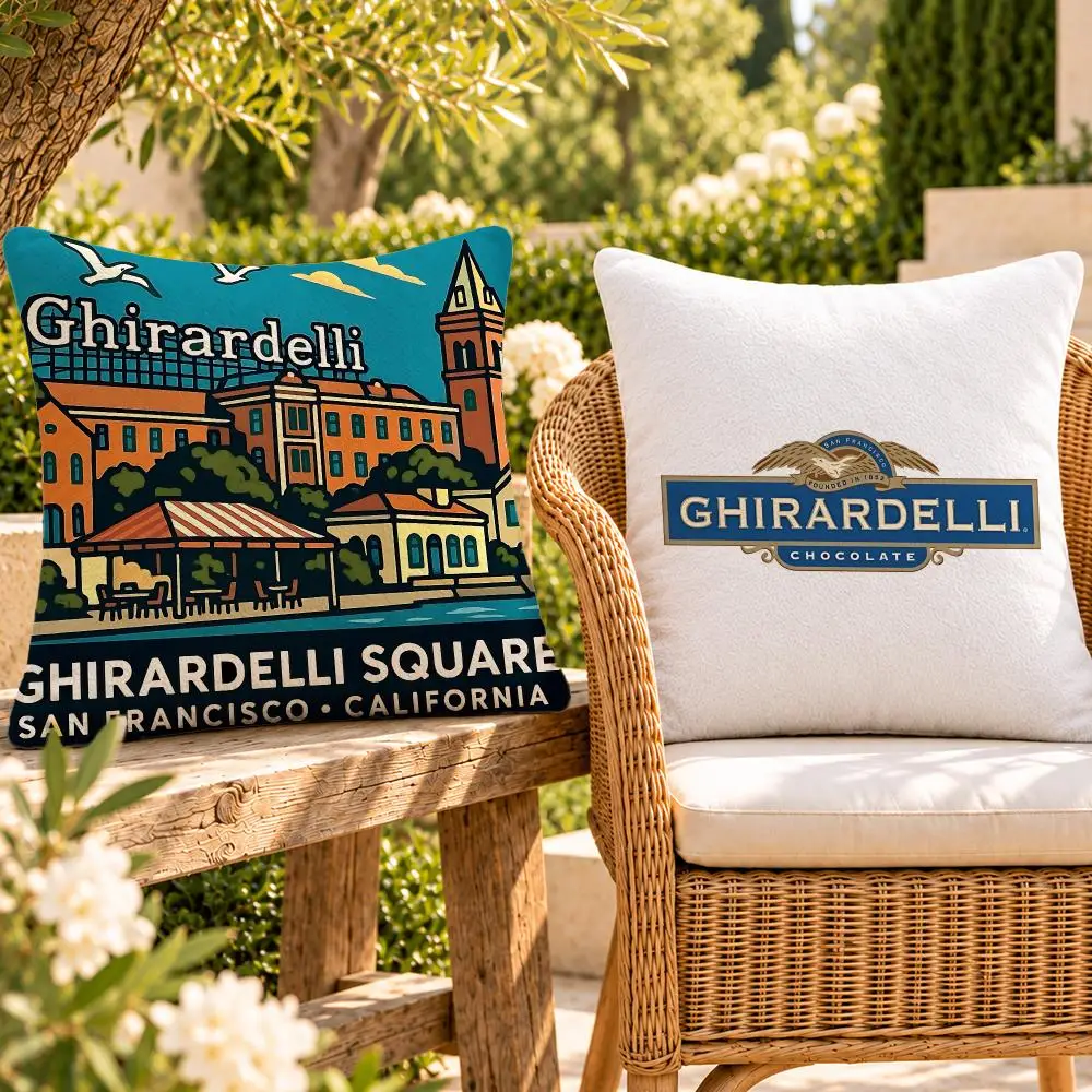 Food Chocolate Ghirardelli Cushion Cover Soft Plush Throw Pillow Cover Washable Sofa Bed Patio Chair Home Decor