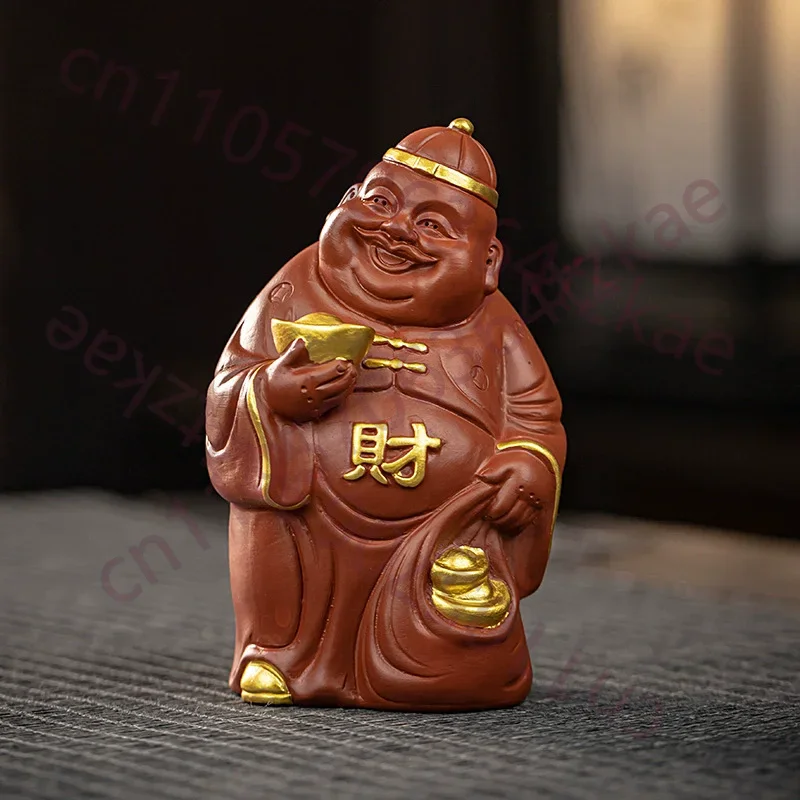 New Chinese Zodiac Pig Fortune Tea Pet, Yixing Zisha Clay Teapot Pallet Ornament, Tea Ceremony Desktop Decoration Gift for Men