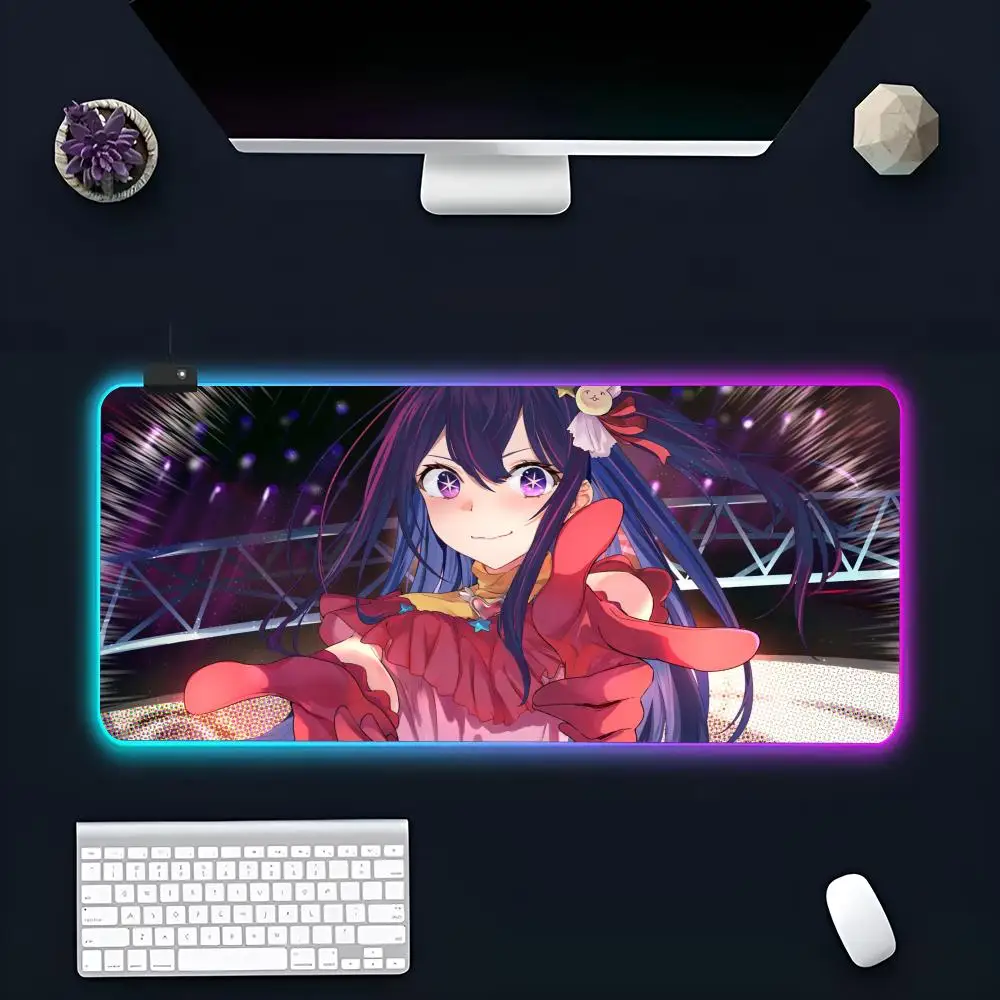 Ai Hoshino Mouse Pad Large RGB Mouse Pad XXL LED Mouse Mat Japan Mousepads Table Pads Keyboard Mats Desk Rug With Backlit
