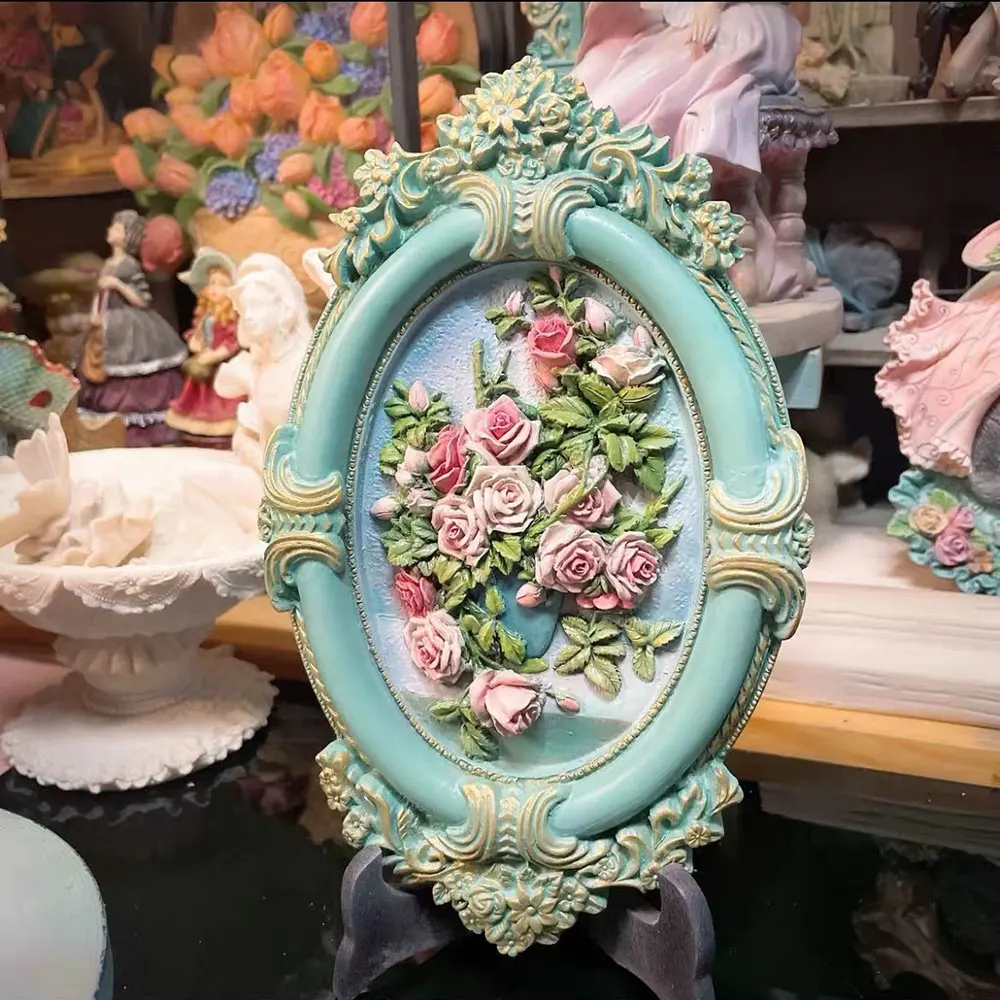 

Rose Relief Frame Silicone Mold DIY Plaster Ornament for Epoxy Resin Cement Wall Decor Home Ornament Tool