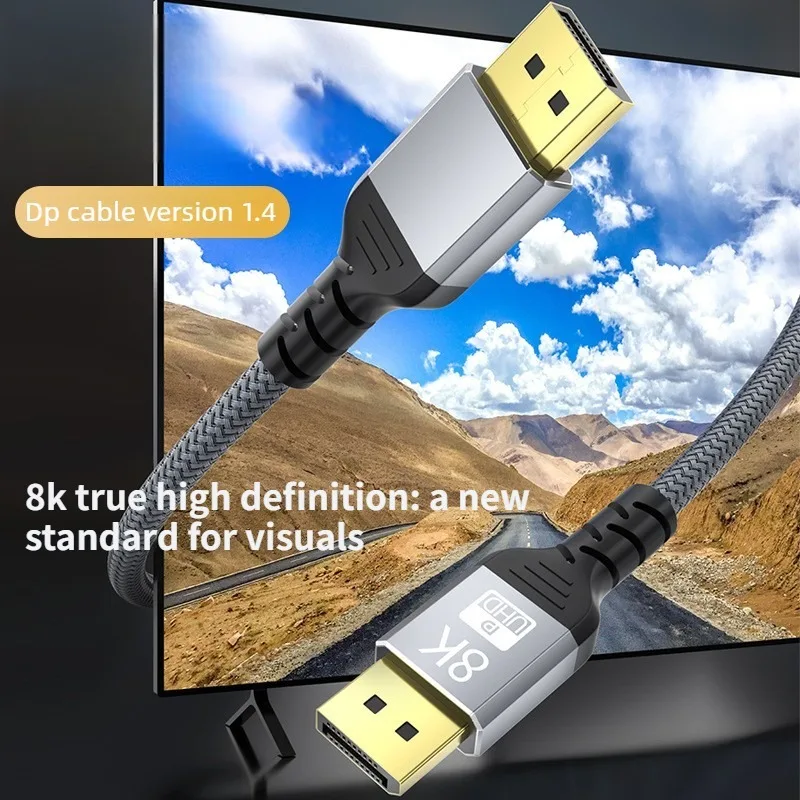 New! For Laptops PC TV Xbox Projector Gaming Monitor 8K DP Cable 120Hz 4K 240Hz 80Gbps HDR Video Audio Displayport