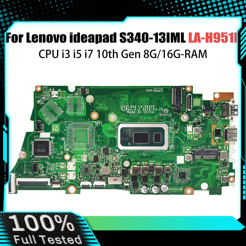 

LA-H951P Mainboard For Lenovo Ideapad S340-13IML Laptop Motherboard 5B20W59233 With CPU i3 i5 i7 10th Gen 8G/16G-RAM