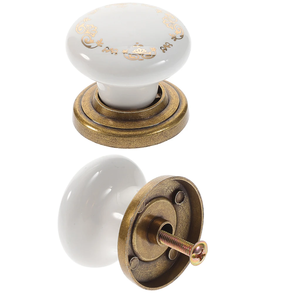 

2pcs Ceramic Handle Furniture Knobs Round Decorative Pulls Durable Drawer Door Modern Kitchen Cabinet Wardrobe Dresser Hardware