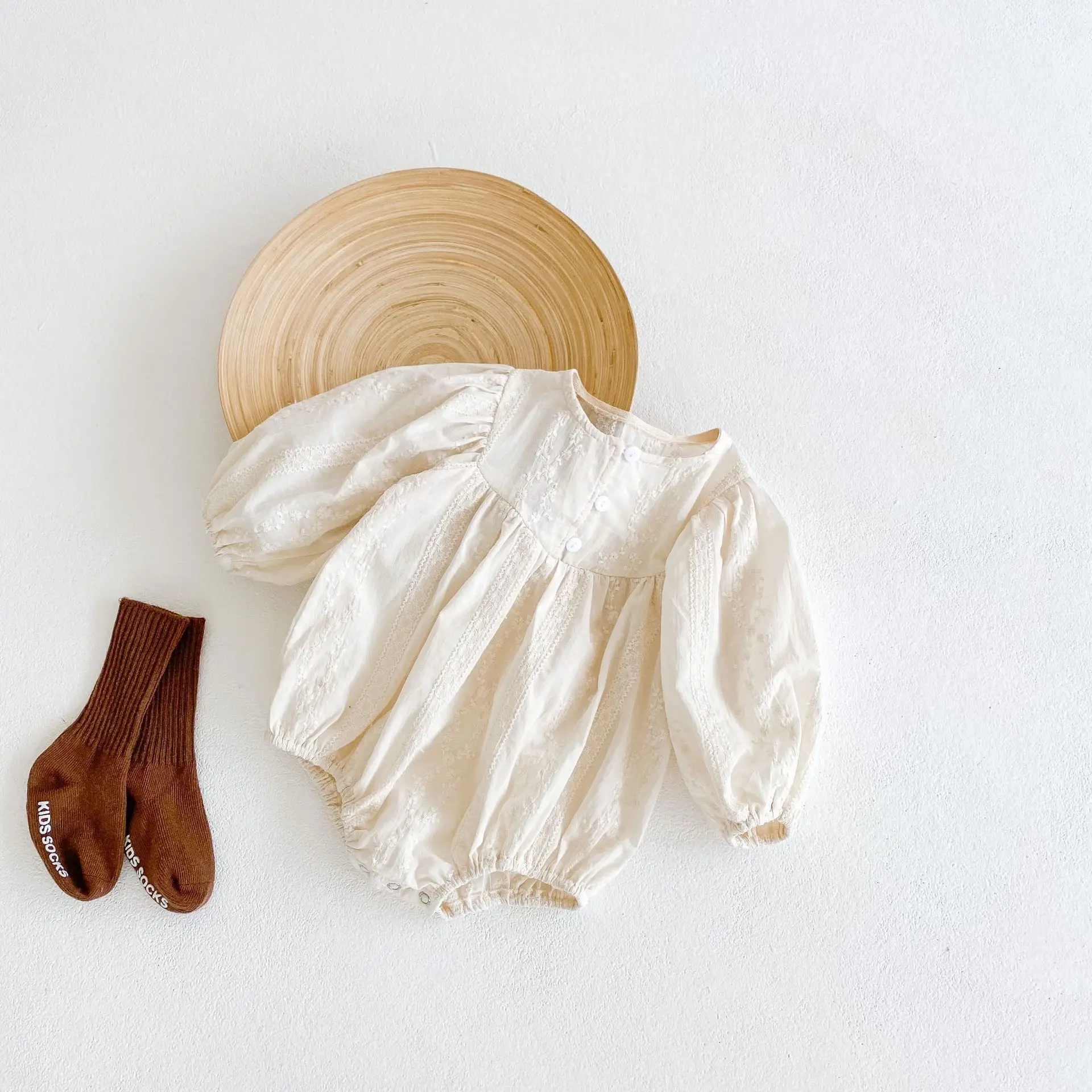 White Jacquard Elegant Baby White Romper Bebe Christening Shower Outfits Infants Spring Summer Bodysuit
