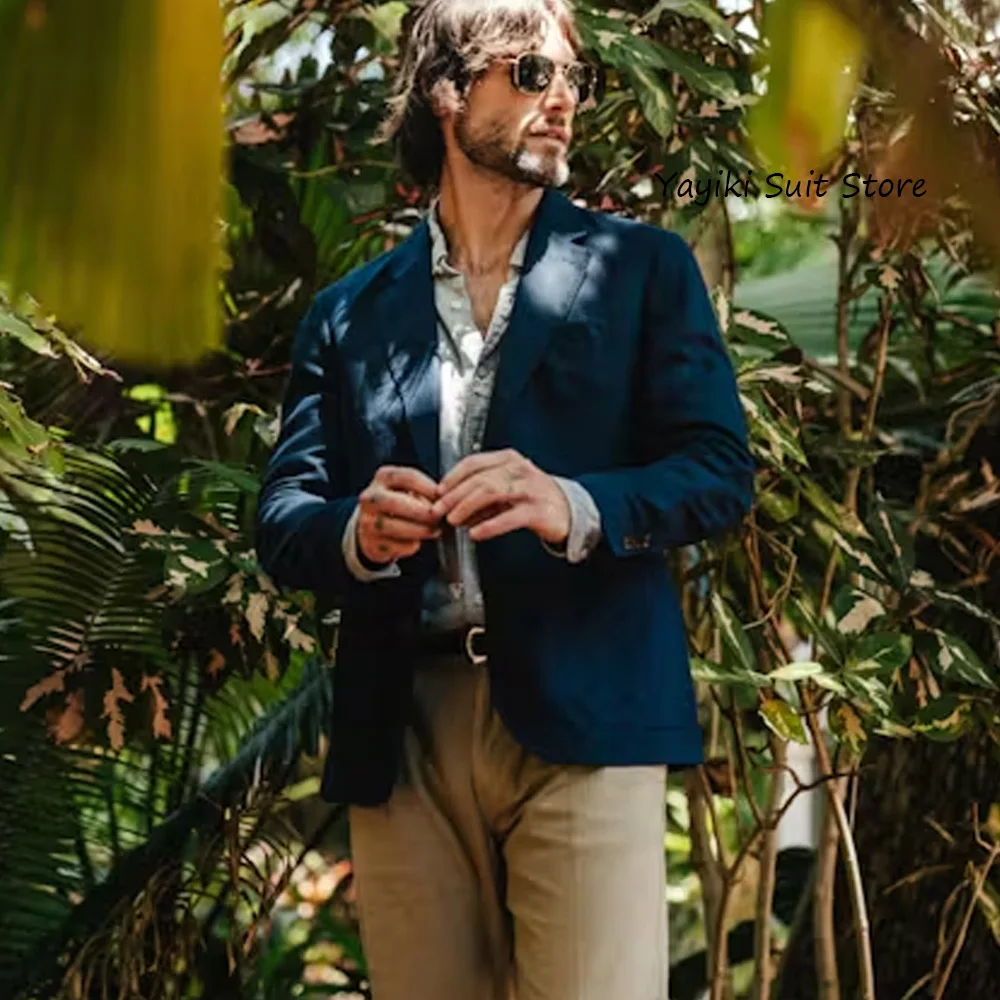 

Повседневное мужское классическое пальто с двумя карманами, пиджаки, элегантные мужские костюмы, формальные элегантные мужские пальто, льняной пиджак, одежда