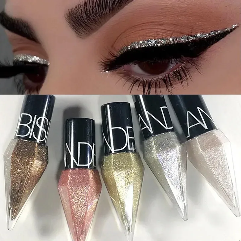 

2pcs Diamond Glitter Eyeliners, Waterproof Eyeshadow, Silver, Pink & Gold Color Glitter Sequins Eyeliner Makeup Beauty Cosmetics