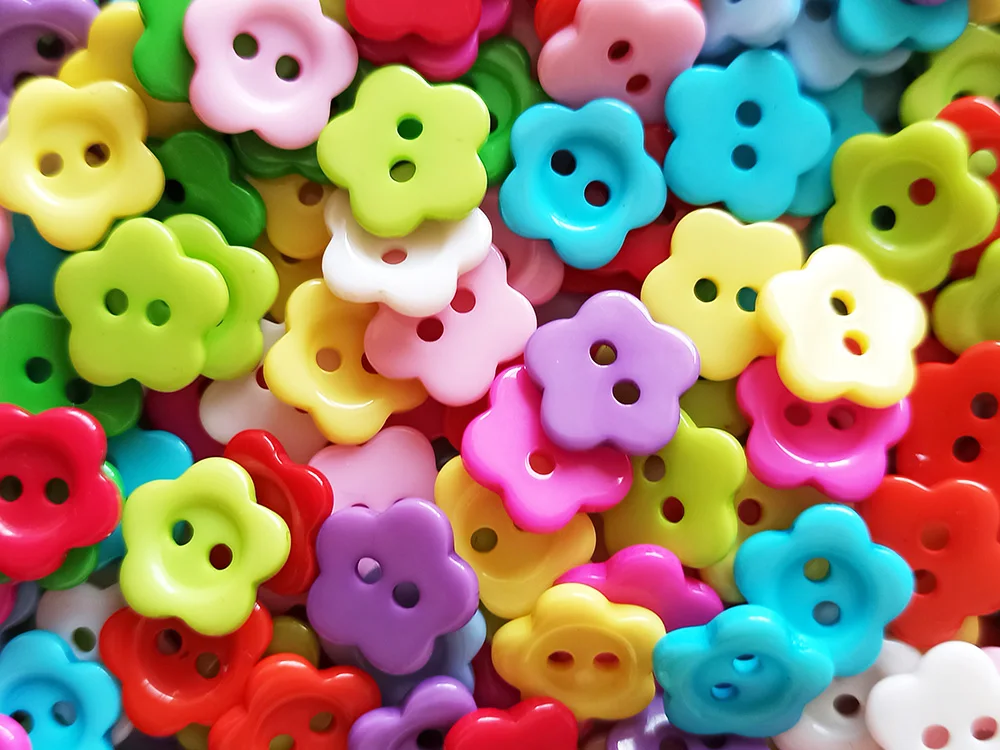 100 Stück niedliche Blumenknöpfe, Nähknöpfe, Basteln, DIY, handgefertigte Kinderknöpfe, dekorative Pulloverknöpfe – Detail 1