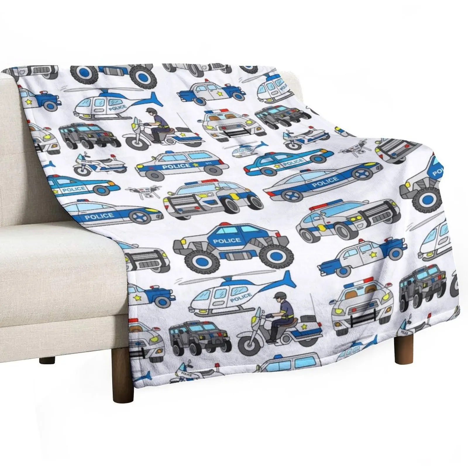 

Police Car Design Throw Blanket Luxury Thicken Vintage Luxury Flannel Blankets