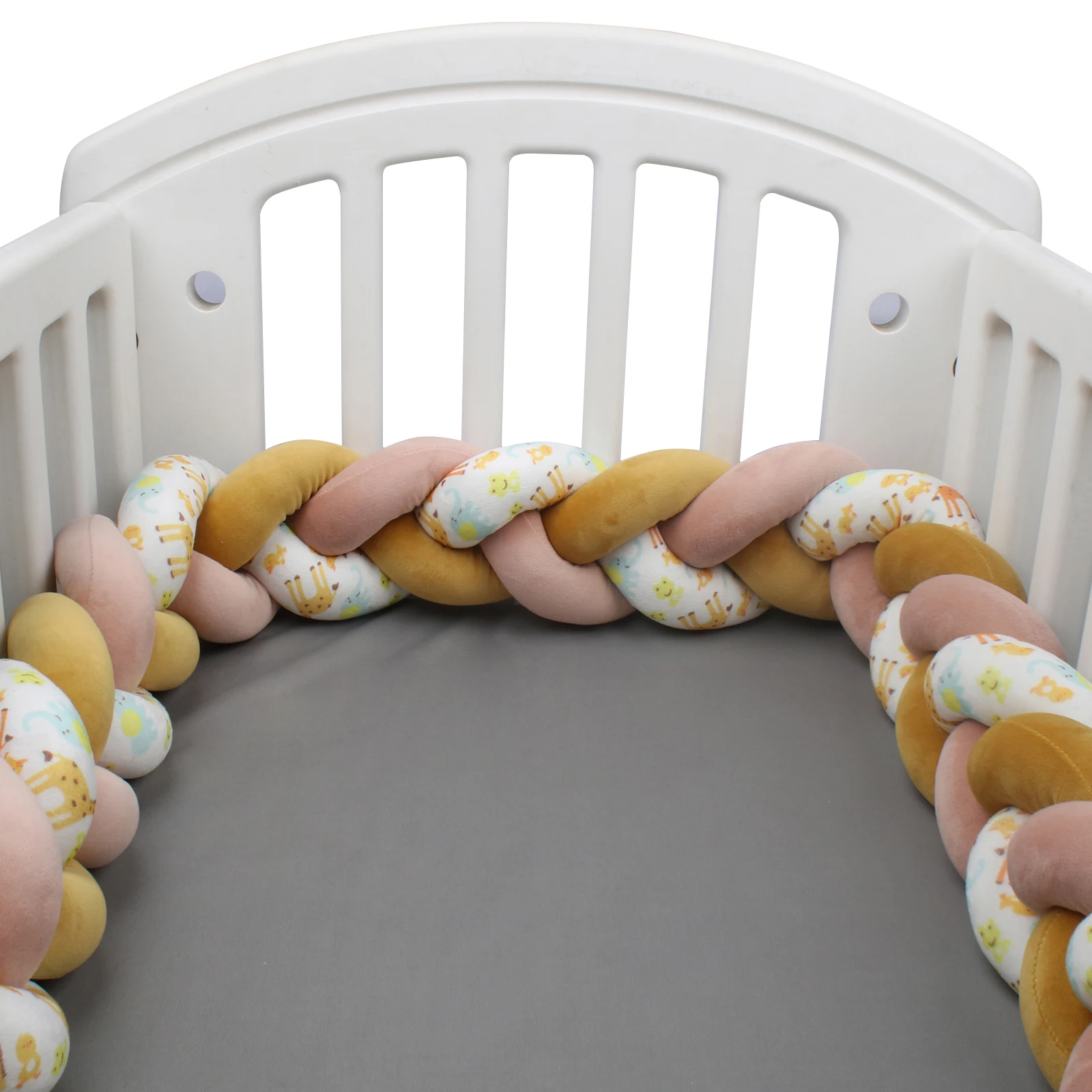 1M/2M/3M/4M Cartoon Print Crib Bumper Infant Cradle Cot Protector Cushion Crib Anti-collision Room Decor Baby Bed Bumper