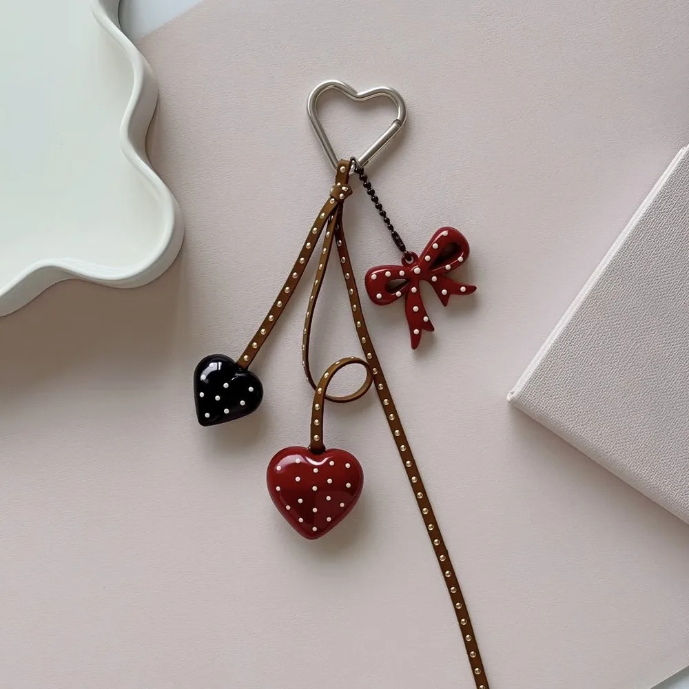 Heart Bag Charm Keychain Multi Charm Heart Clip Long Hanging Purse Accessory for Women Handbags Backpacks Everyday Fashion Gift