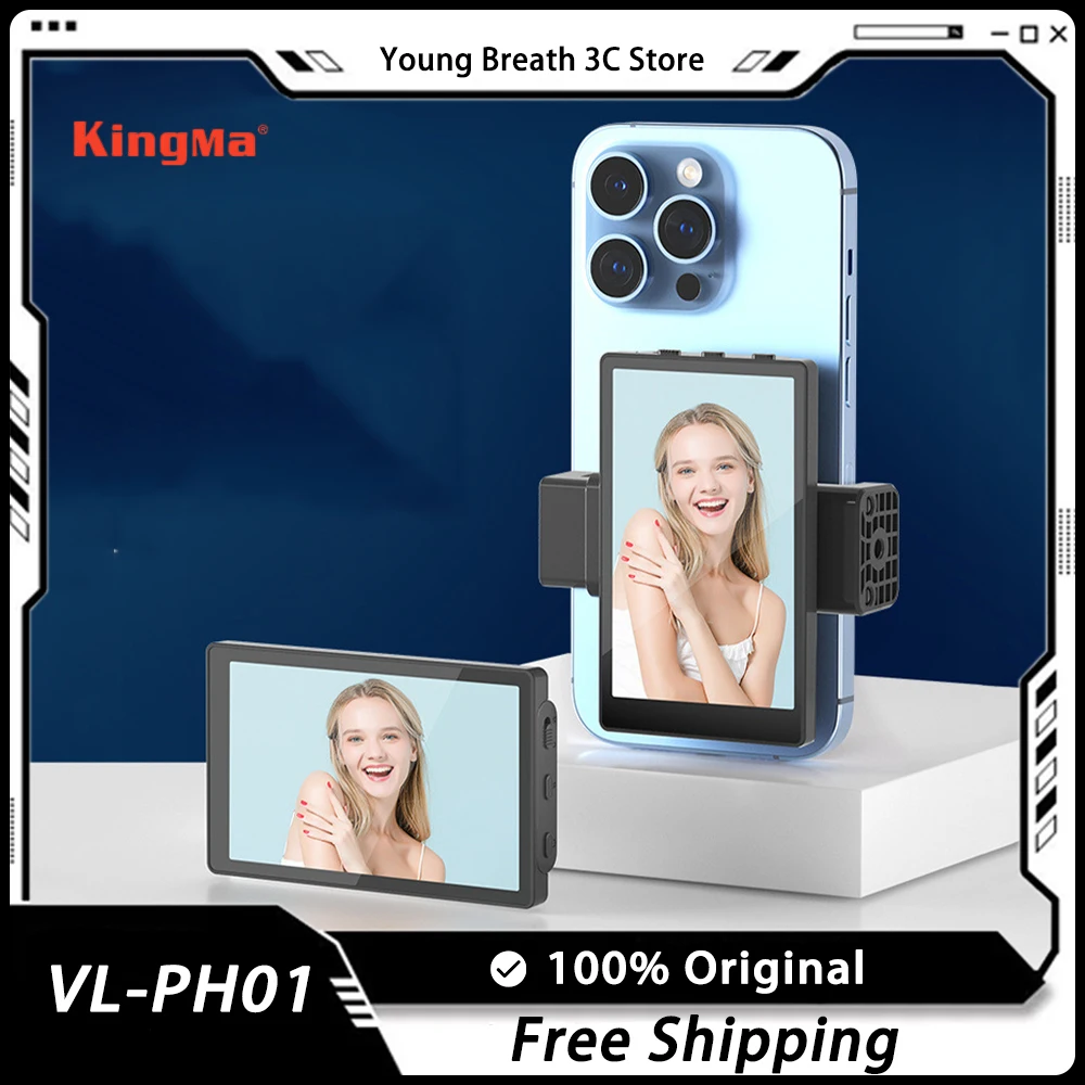 

Kingma Vlog Selfie Monitor VL-PH01 Smartphone Magnetic Screen Using Phone Rear Camera For Selfie Vlog Live Stream For Iphone