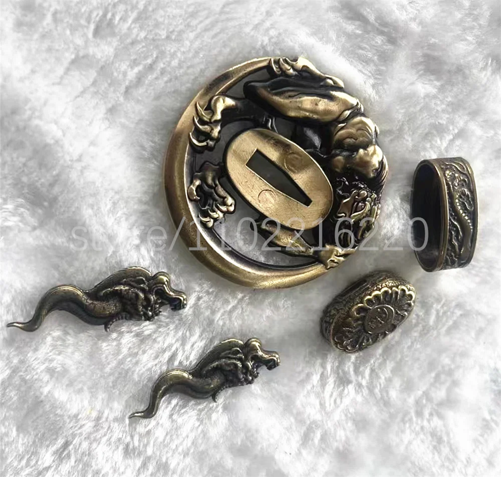 Exquisite Copper Brass Devil Tsuba Handguard Copper Fuchi Kashira Menuki For Real Japanese Japan Samurai Katana Sword Fittings