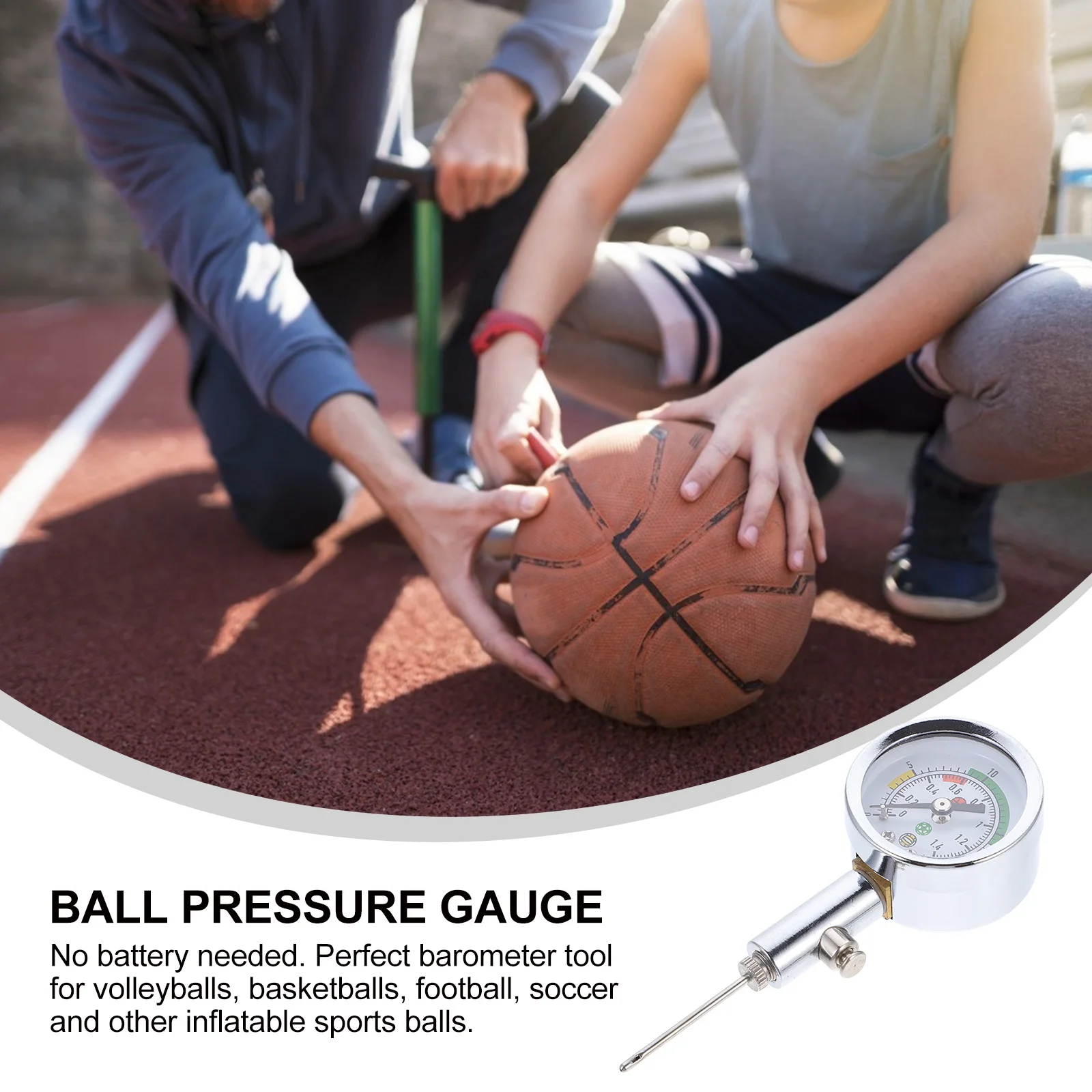 

Mini Ball Pressure Gauge Heavy Duty Metal Air Pressure Gauge Accurate Reading Quick Release for Basketball Football Soccer