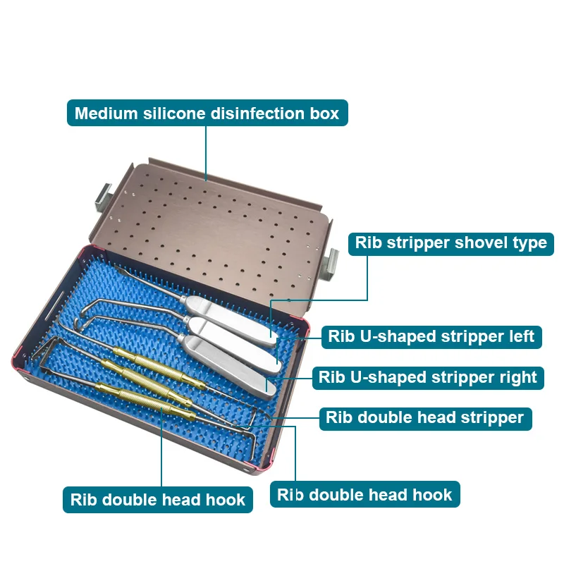 

Rib Cartilage Six-Piece Set Left Right Type Shovel Type Stripper with Sterilization Box Beauty Plastic Surgical Instrument Set