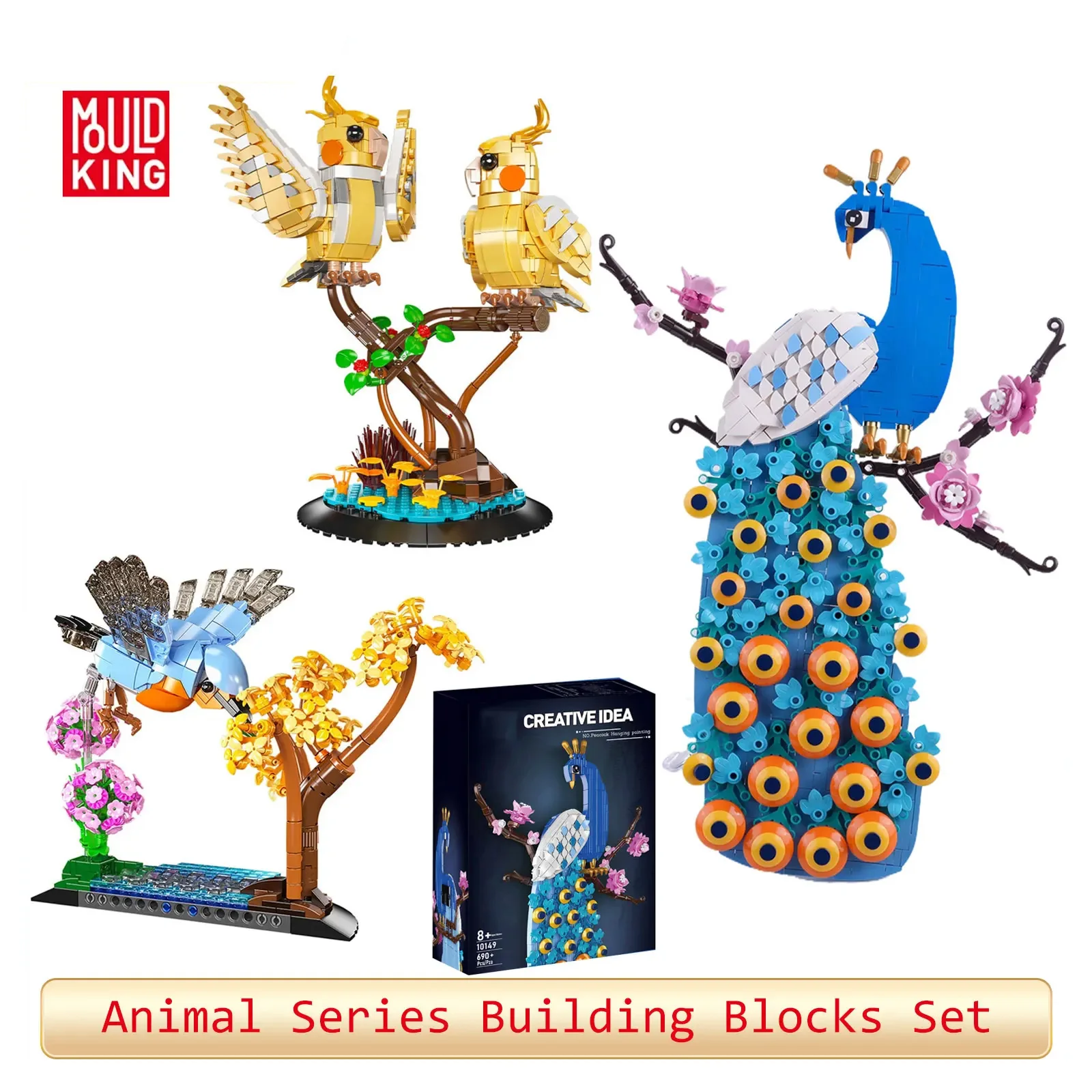

Mould King Peacock Hanging Picture Building Blocks Set Parrot Robin Assembly Bricks Toy Animal Creative Decorative Ornaments