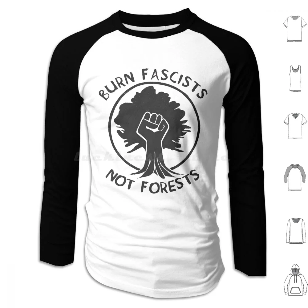 Burn Not Forests sudaderas con capucha de manga larga abolir hielo cambio climático calentamiento Global ambiental Bernie Leftismo Leftist