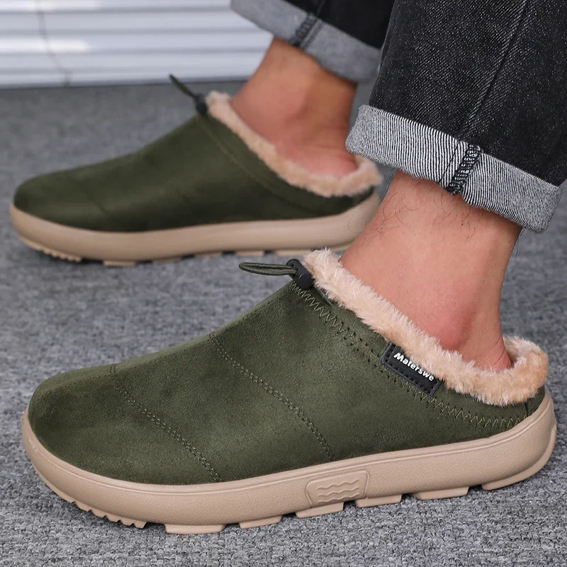 Herren-Baumwoll-Hausschuhe, Winter-Fleece-Futter, warme Birkenshoes, lässige Indoor- und Outdoor-Schuhe, rutschfeste Baumwollschuhe mit abgedeckter Ferse für den Heimgebrauch – Detail 12