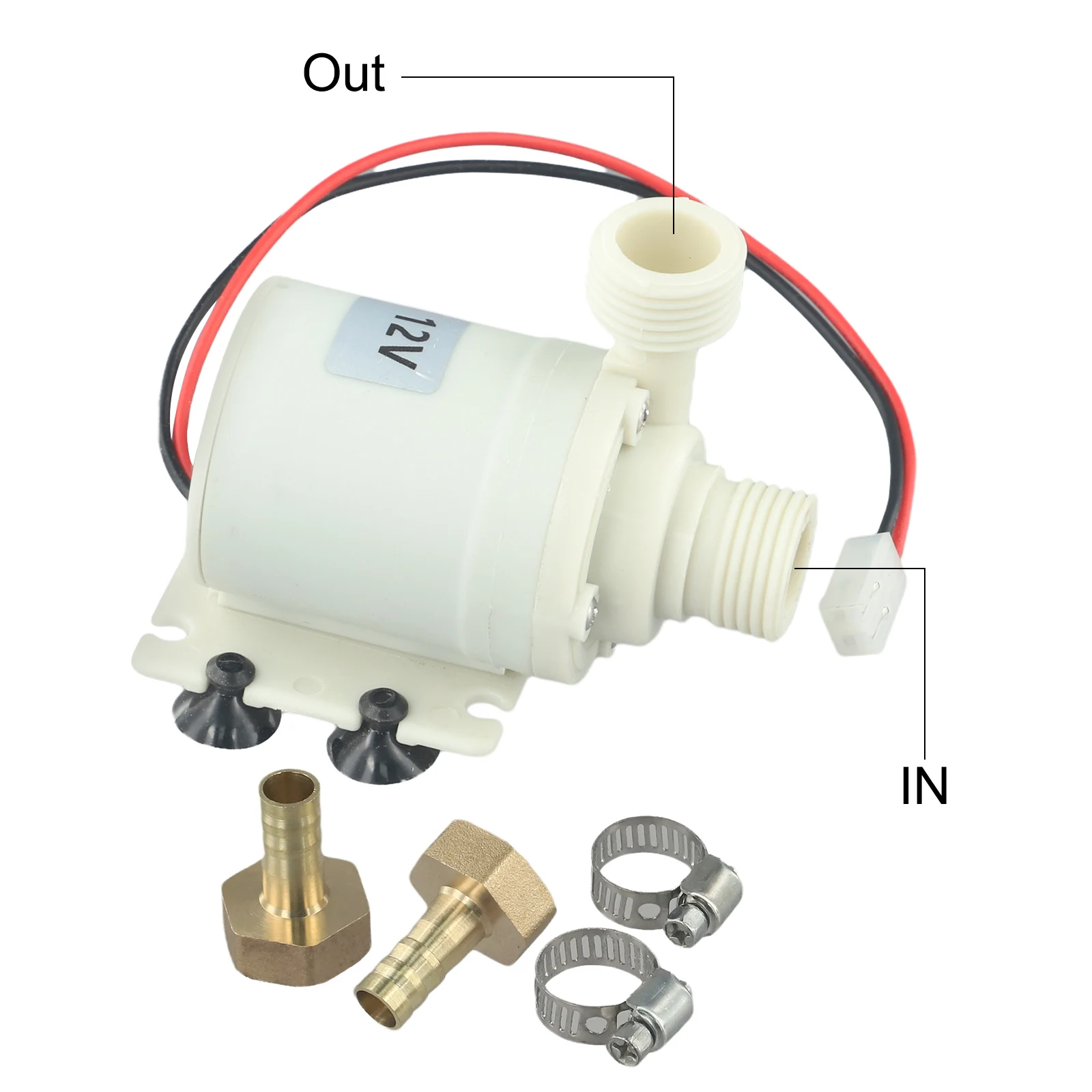 12V DC Brushless Solar Water Pump with 1/2 Inch Male Thread for BSP NPT Female Fittings Max Flow 8L Min Quiet Operation 30dB