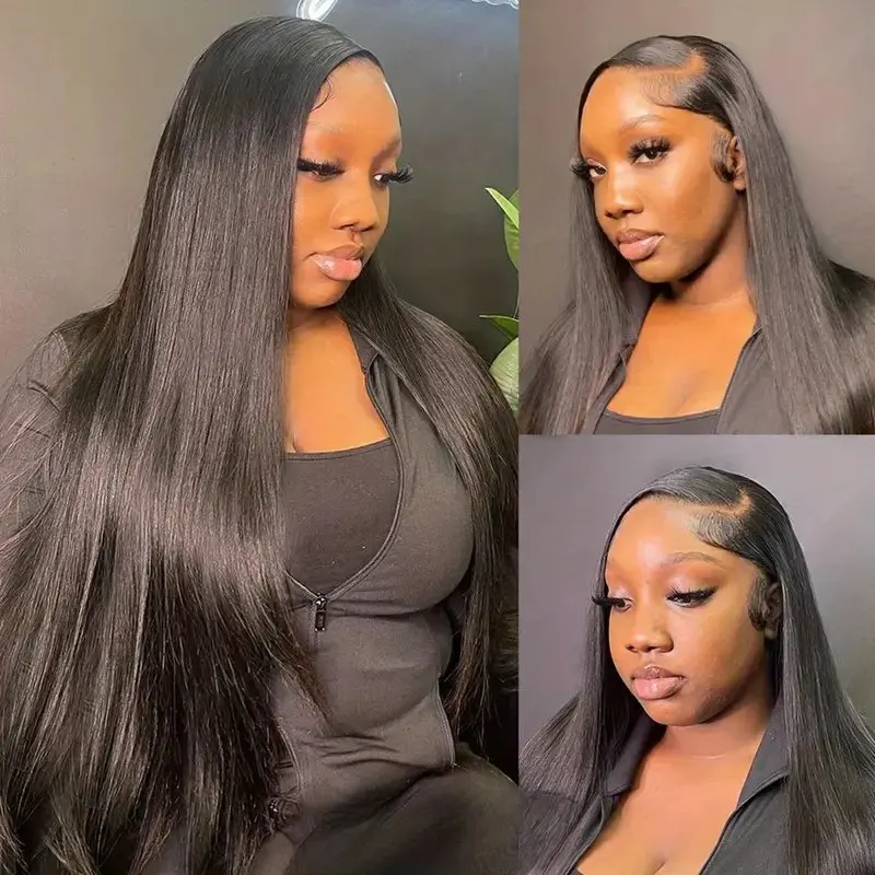 Rosabeauty 13x4 Straight 150% Density Nature Color  Frontal Glueless Wigs Lace Front Wig Human Hair 30 Inch For Women