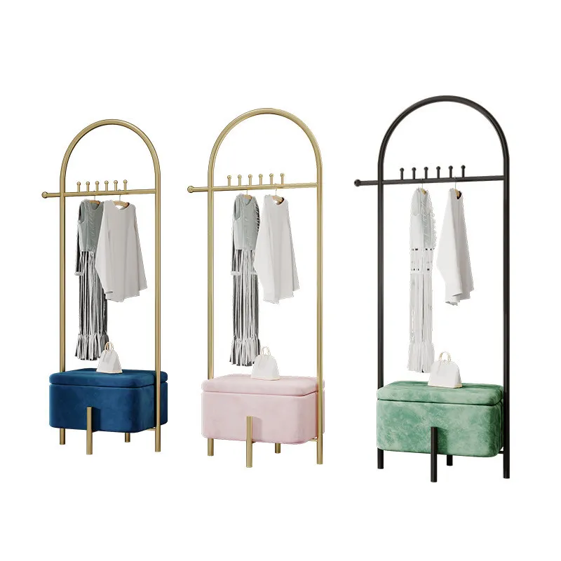 

Металлическая напольная сушилка для белья от пола до потолка, вертикальная вешалка для одежды в спальню, интегрированная вешалка-тумба для обуви со стулом для переобувания