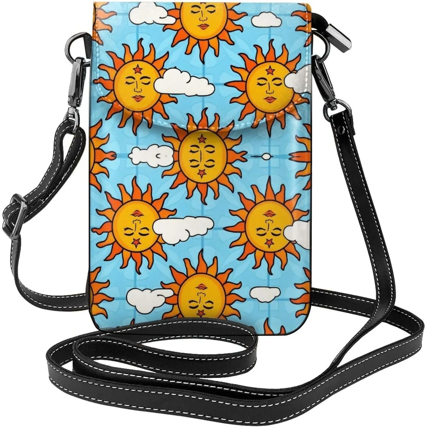 

Women's Premium PU Leather Smartphone Pink Retro 80S 90S Purse Passport, Credit Card Money Bag Removable Shoulder Strap