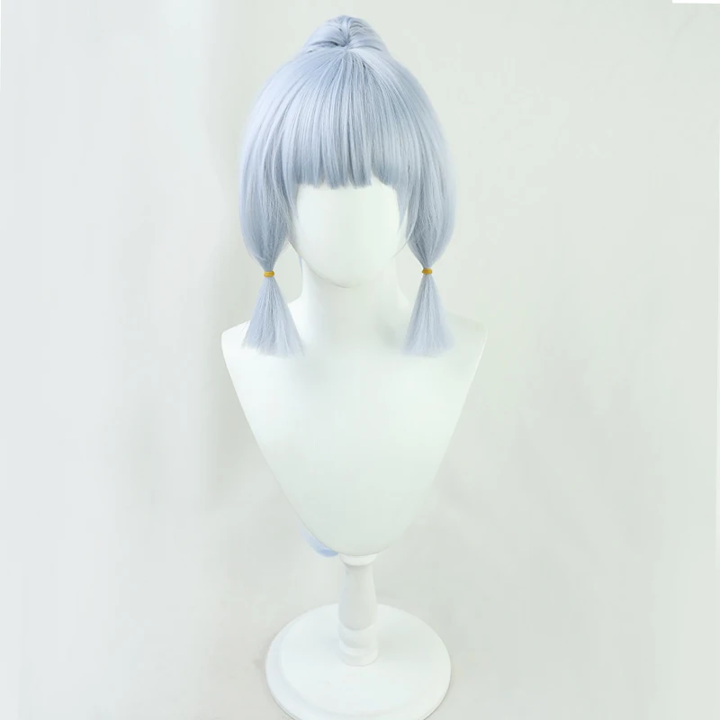 Genshin impacto kamisato ayaka peruca cosplay anime jogo roleplay festa traje prop perucas sintéticas fibra resistente ao calor