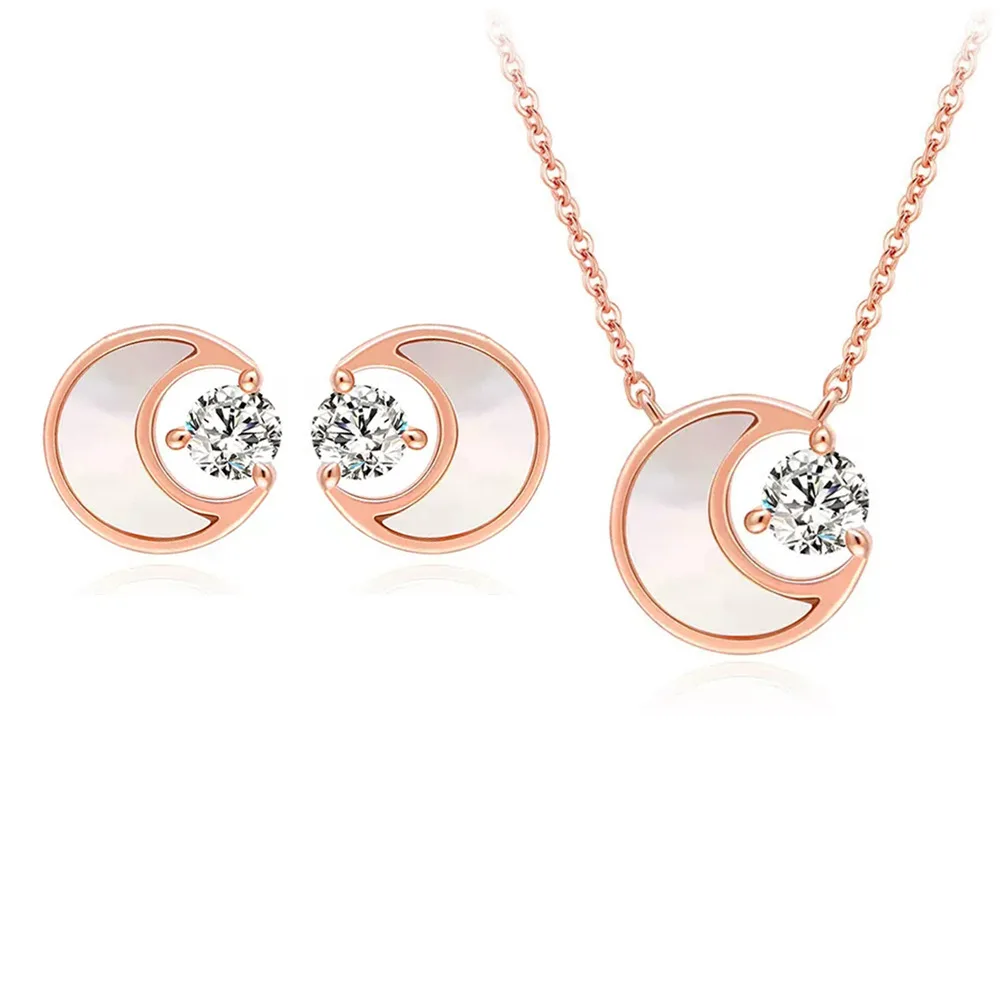 925 Sterling Silver Love Shape Necklace Ring & Ear Stud Set