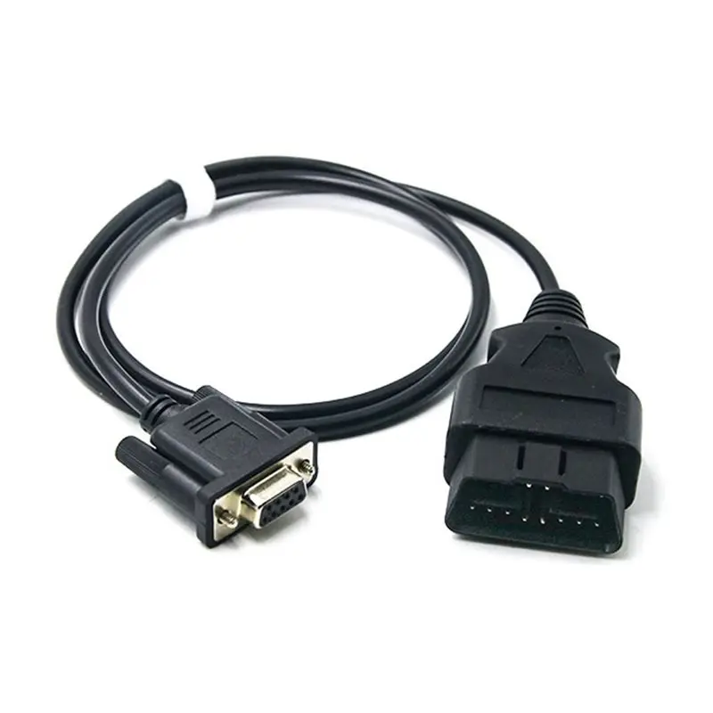 A53Q-J1962 12В 24В Адаптер OBD II, кабель RS232 с последовательным портом, 100 см, 16-контактный штекер на DB9 гнездо, VGA D-Sub 9-контактный, OBDII OBD2 кабель