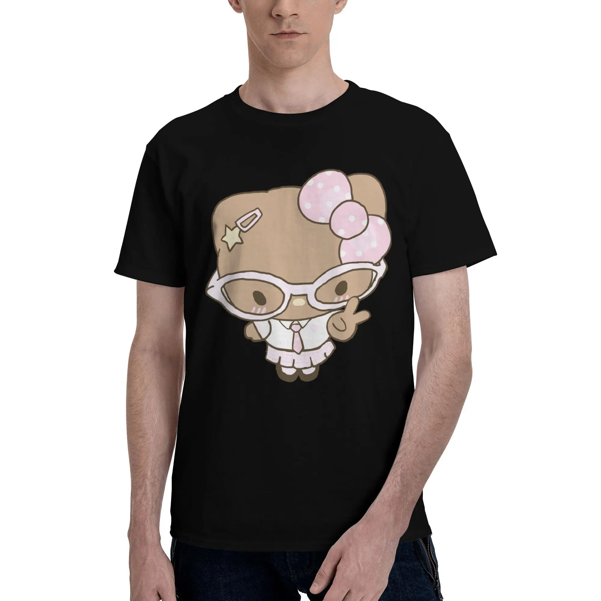 

Custom Hello kitty T Shirt for Men Pure Cotton Tshirt Leisure Tee Short Sleeves T-shirt Loose Fit Clothing Gift