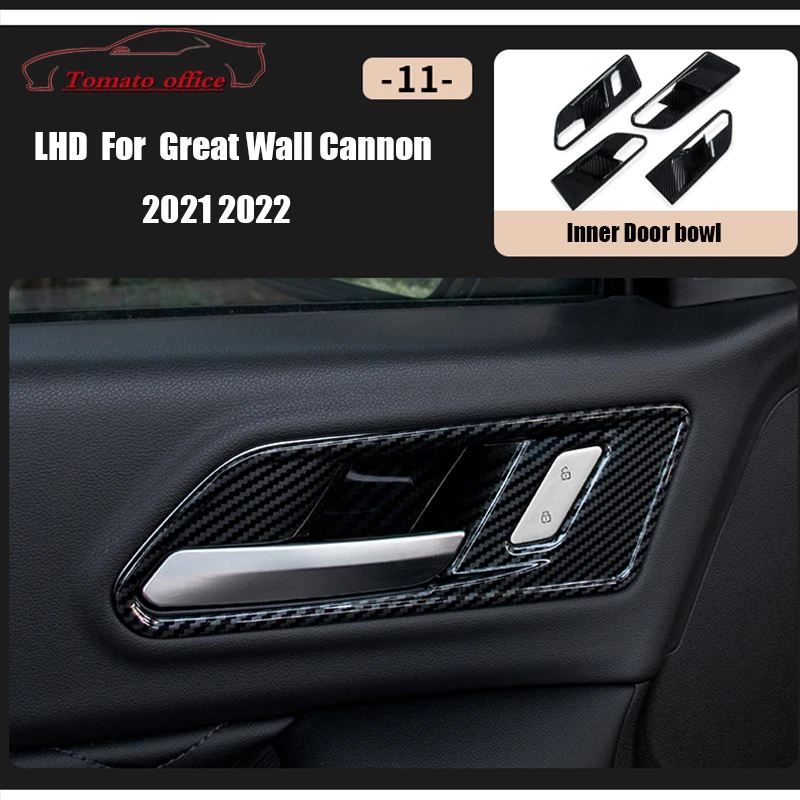 

ABS Carbon Fiber For Great Wall Cannon Gwm Poer Ute 2021 2022 Car Inner Door Bowl Protector Frame Decor Sticker Accessories 4pcs