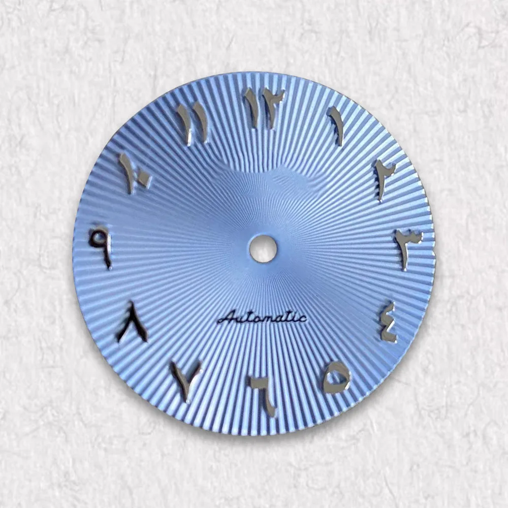 Esfera árabe con logotipo S de 28,5mm de alta calidad, adecuada para movimiento NH35/NH36/4R/7S, acceso de modificación de reloj con esfera Raya Vertical de calidad