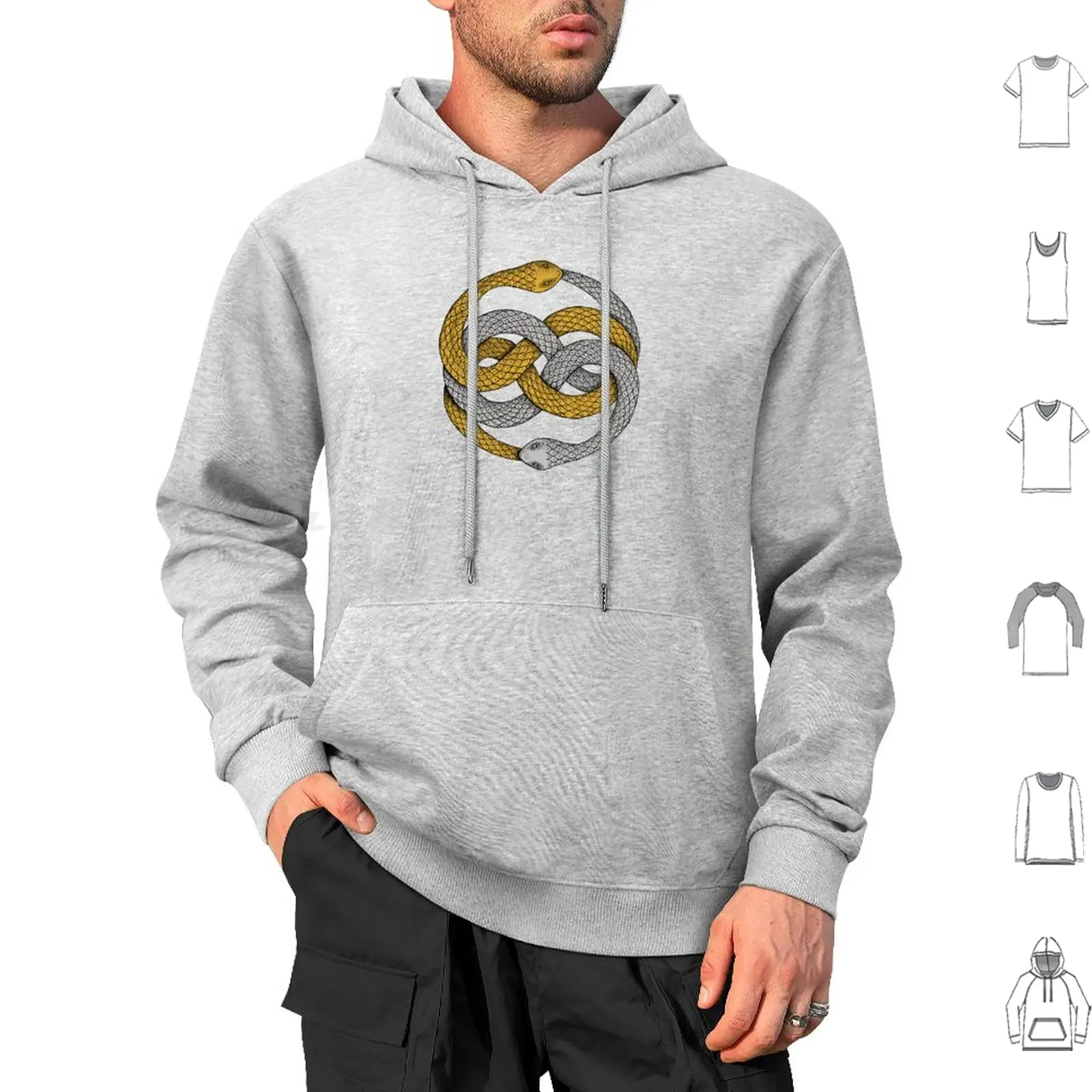 The Auryn ( Colorized ) Hoodie cotton Long Sleeve 80S Snakes Neverending Story Movie Book Crest Black And White The