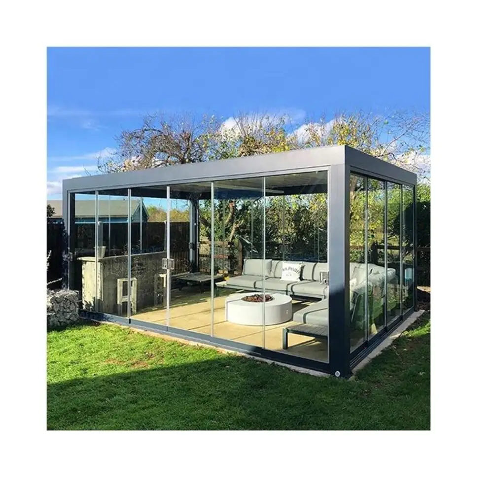 Aluminum Gazebo Pergola Canopy Louvered Roof Heavy Duty Outdoor Shelter Rain Sunshade Waterproof UV Block Garden Patio Deck