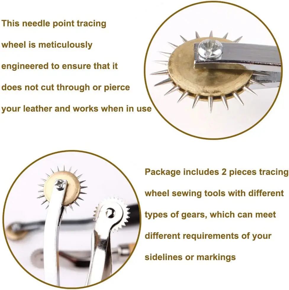 Leather Scribing Wheel Tracing Wheel Sewing Tool Needle Point Tracing Wheel Wooden Handle Scribing Wheel Set