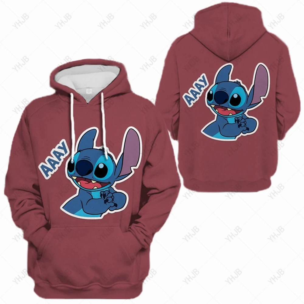 Disney Stitch Print Hoodie für Frauen, lässige Harajuku Kleidung, lange Ärmel, weibliche Hoodies, Herbst und Winter