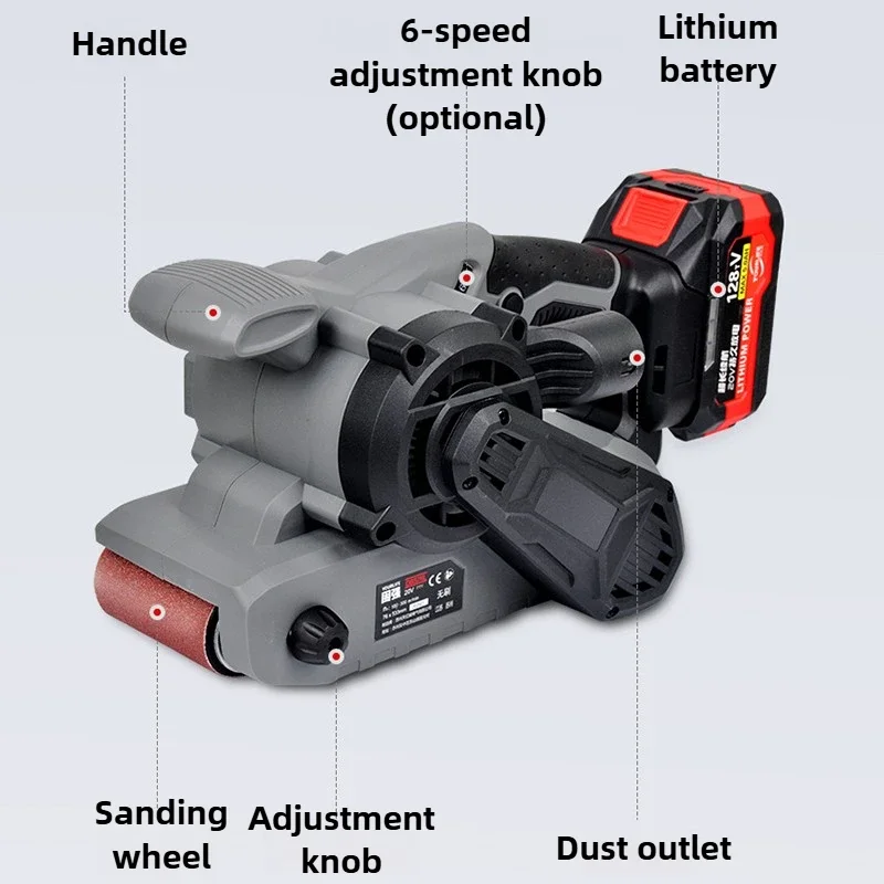 20V Riemschuurmachine Lithiumbatterij Messenslijper Snelheid Variabele Snelheid Slijpen Polijstmachine Grinder Elektrisch gereedschap