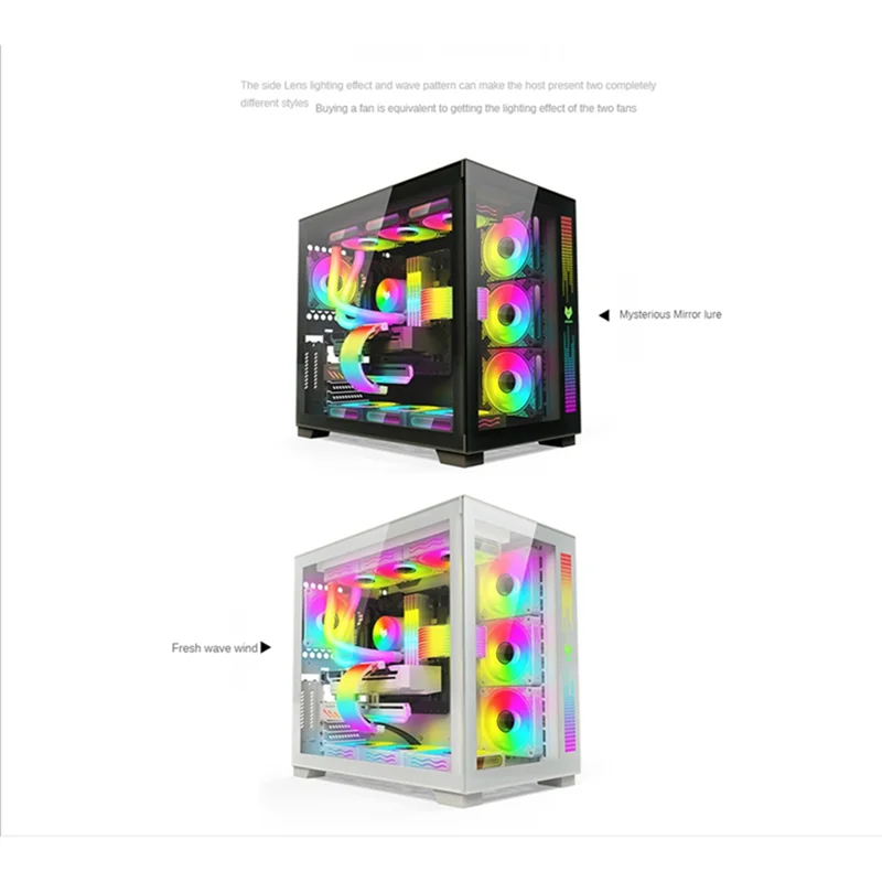 A82T-ARGB Dragon Mirror Computer Chassis Cooling Fan 12Cm Magical Color Mute PWM Temperature Control Speed Regulation