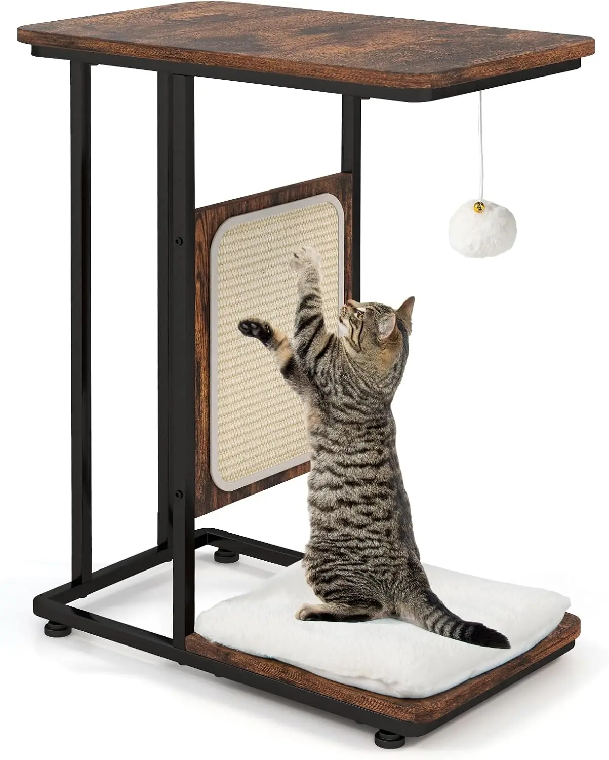 

Cat Tree and End Table, 4-in-1 Cat Coffee Table, C-Shaped Cat Small Side Table with Sisal Scratching Mat, Removable Wash