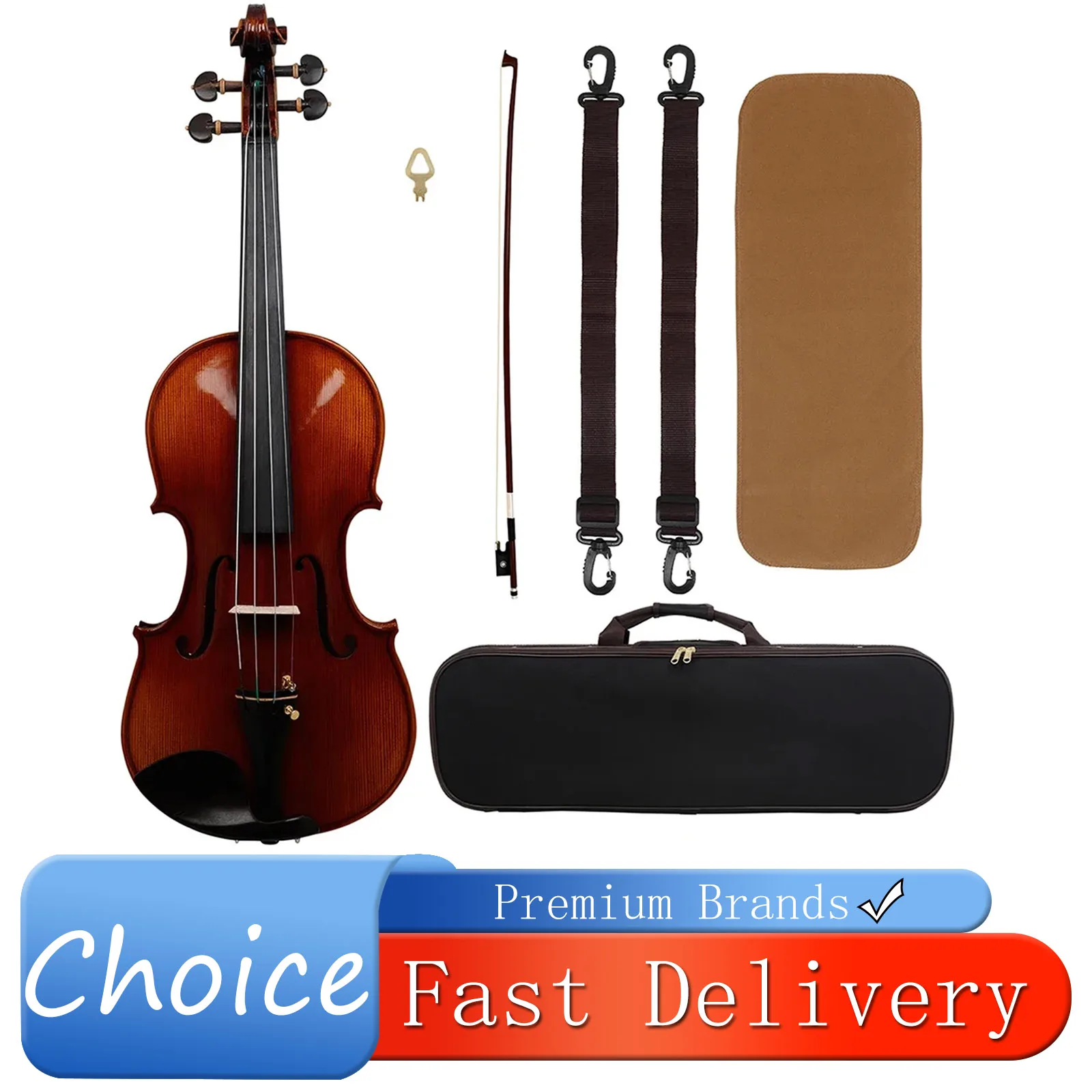 Astonvilla 4/4 Acoustic Violin Entirely Handmade Spruce Violin Fiddle with Case Bow Beginners Professional AV-901 4/4 Violin