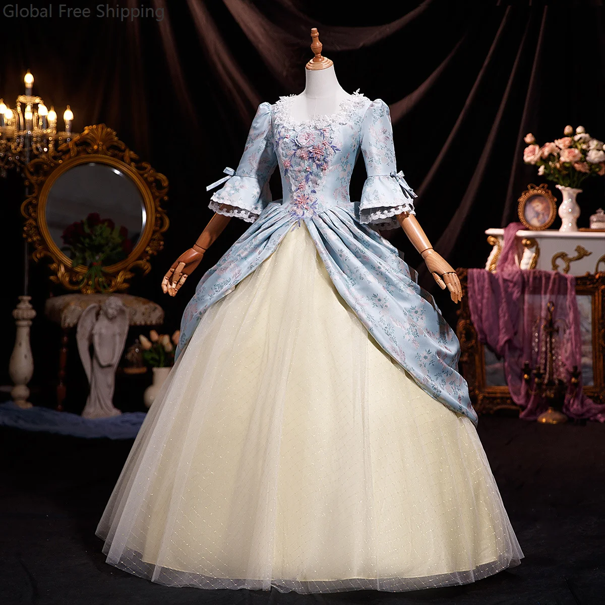 

Medieval Renaissance Court Costume Women's Victorian Dress Gown Ladies' Evening Ball Gown Role Play Drama Princess Dress Outfit