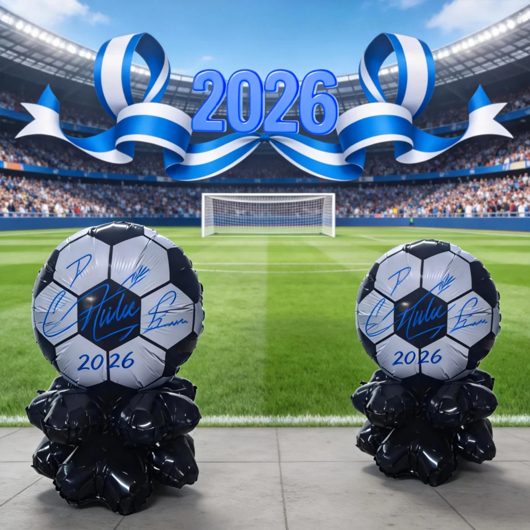 

Football Balloon Column Set, 18inch Footballs with Black Four-Leaf Clover Foil Balloons, Perfect for 2026 Football Party Decor